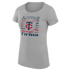 Minnesota Twins G-III 4Her by Carl Banks Women's Super-Slim Fit Lightweight Collage Team Graphic Crew Neck T-Shirt - Heather Gray T-shirts