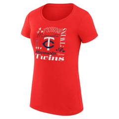 Minnesota Twins G-III 4Her by Carl Banks Women's Super-Slim Fit Lightweight Collage Team Graphic Crew Neck T-Shirt - Red T-shirts