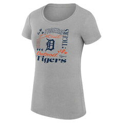 Detroit Tigers G-III 4Her by Carl Banks Women's Super-Slim Fit Lightweight Collage Team Graphic Crew Neck T-Shirt - Heather Gray T-shirts