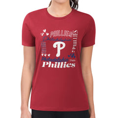 Philadelphia Phillies G-III 4Her by Carl Banks Women's Super-Slim Fit Lightweight Collage Team Graphic Crew Neck T-Shirt - Red T-shirts