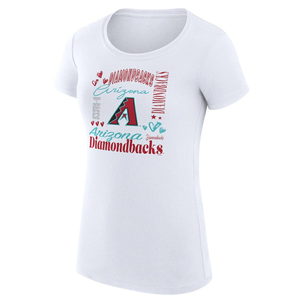 Arizona Diamondbacks G-III 4Her by Carl Banks Women's Super-Slim Fit Lightweight Collage Team Graphic Crew Neck T-Shirt - White T-shirts