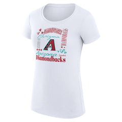 Arizona Diamondbacks G-III 4Her by Carl Banks Women's Super-Slim Fit Lightweight Collage Team Graphic Crew Neck T-Shirt - White T-shirts