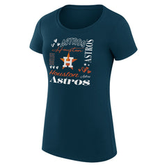 Houston Astros G-III 4Her by Carl Banks Women's Super-Slim Fit Lightweight Collage Team Graphic Crew Neck T-Shirt - Navy T-shirts