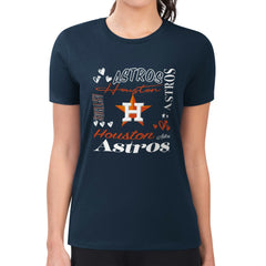 Houston Astros G-III 4Her by Carl Banks Women's Super-Slim Fit Lightweight Collage Team Graphic Crew Neck T-Shirt - Navy T-shirts