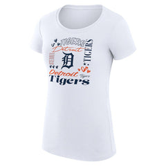 Detroit Tigers G-III 4Her by Carl Banks Women's Super-Slim Fit Lightweight Collage Team Graphic Crew Neck T-Shirt - White T-shirts