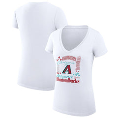 Arizona Diamondbacks G-III 4Her by Carl Banks Women's Super-Slim Fit Lightweight Collage Team Graphic V-Neck T-Shirt - White T-shirts