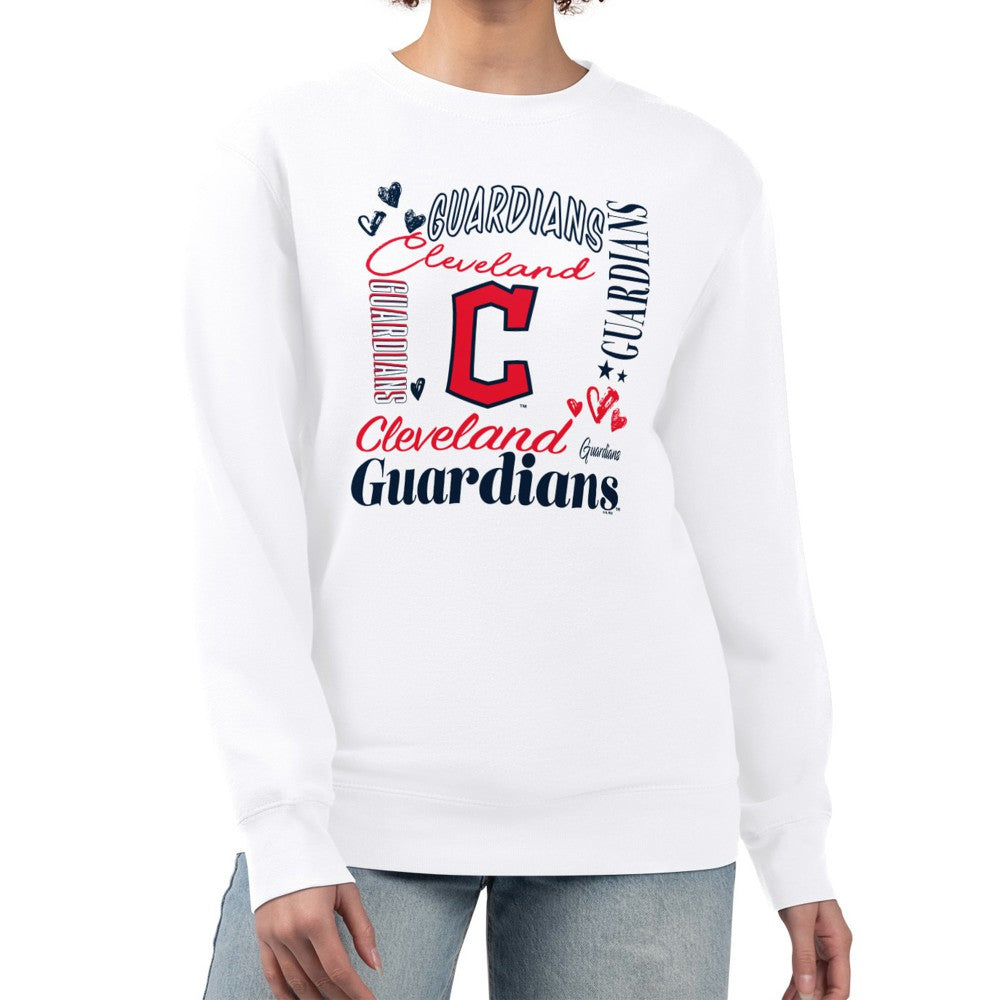 Cleveland Guardians G-III 4Her by Carl Banks Women's Collage Team Graphic Fleece Pullover Hoodie - White Hoodies