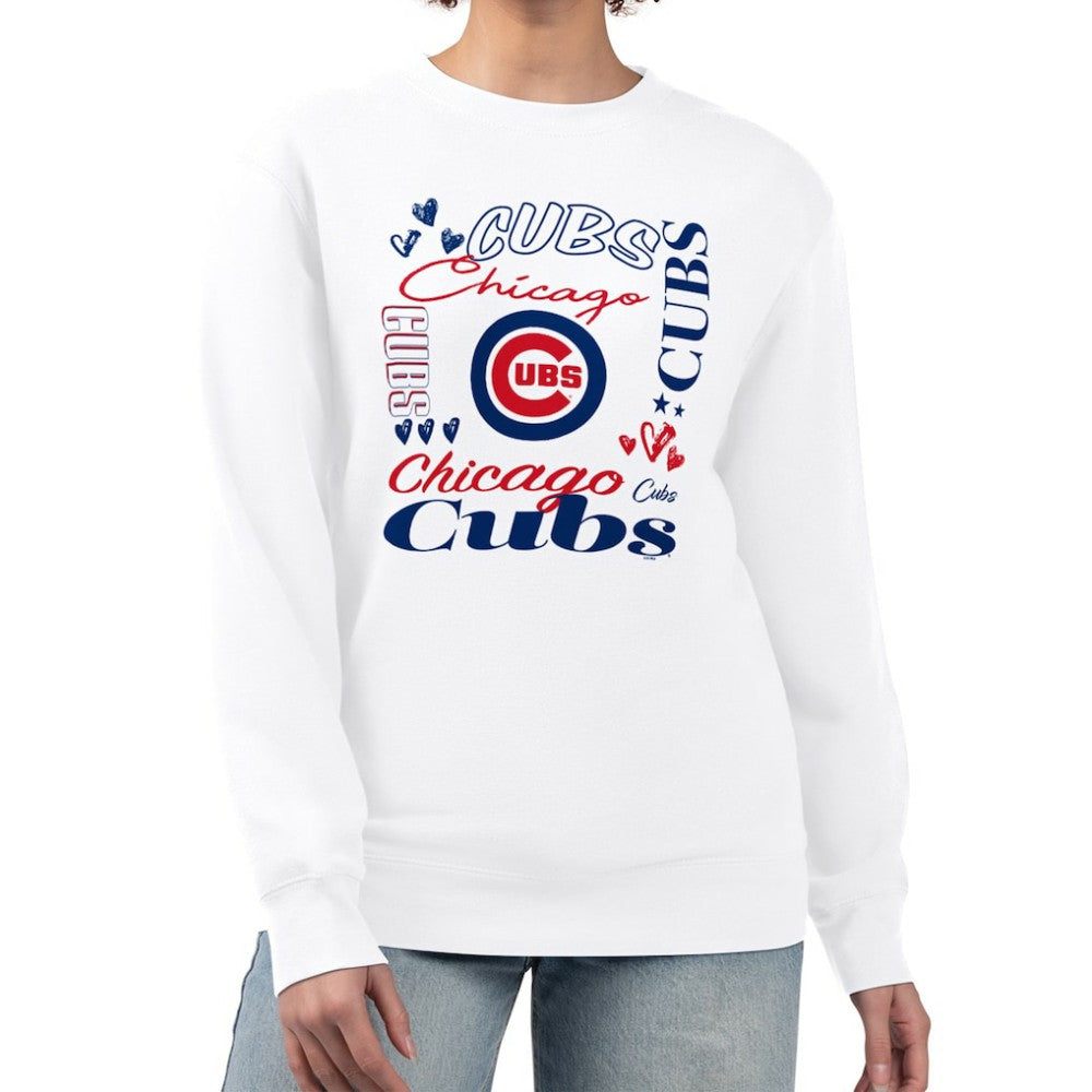 Chicago Cubs G-III 4Her by Carl Banks Women's Collage Team Graphic Fleece Pullover Hoodie - White Hoodies