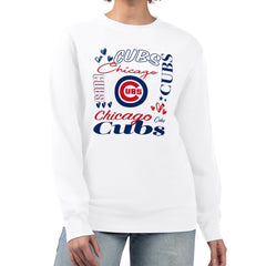 Chicago Cubs G-III 4Her by Carl Banks Women's Collage Team Graphic Fleece Pullover Hoodie - White Hoodies