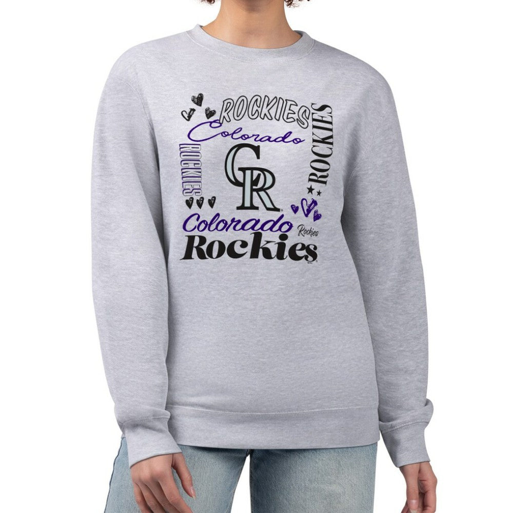 Colorado Rockies G-III 4Her by Carl Banks Women's Collage Team Graphic Fleece Pullover Hoodie - Heather Gray Hoodies