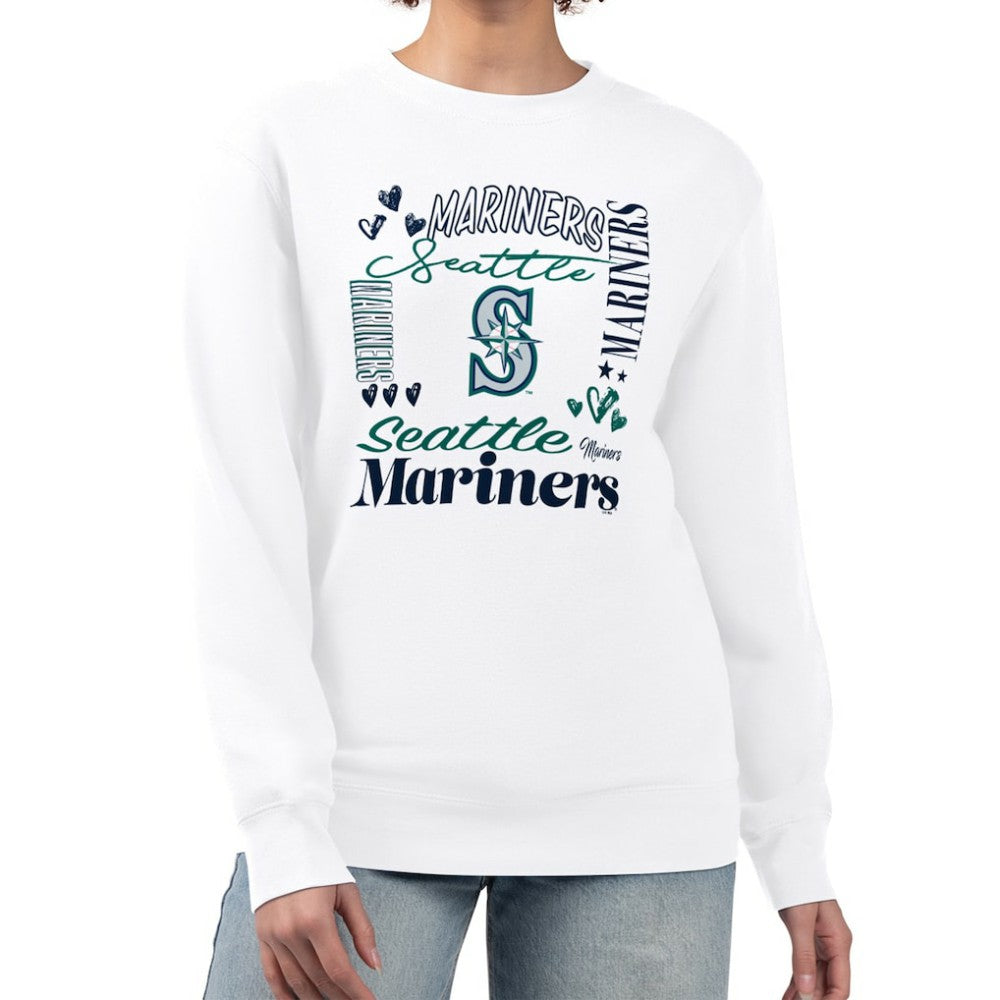 Seattle Mariners G-III 4Her by Carl Banks Women's Collage Team Graphic Fleece Pullover Hoodie - White Hoodies