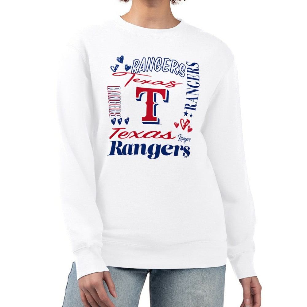 Texas Rangers G-III 4Her by Carl Banks Women's Collage Team Graphic Fleece Pullover Hoodie - White Hoodies