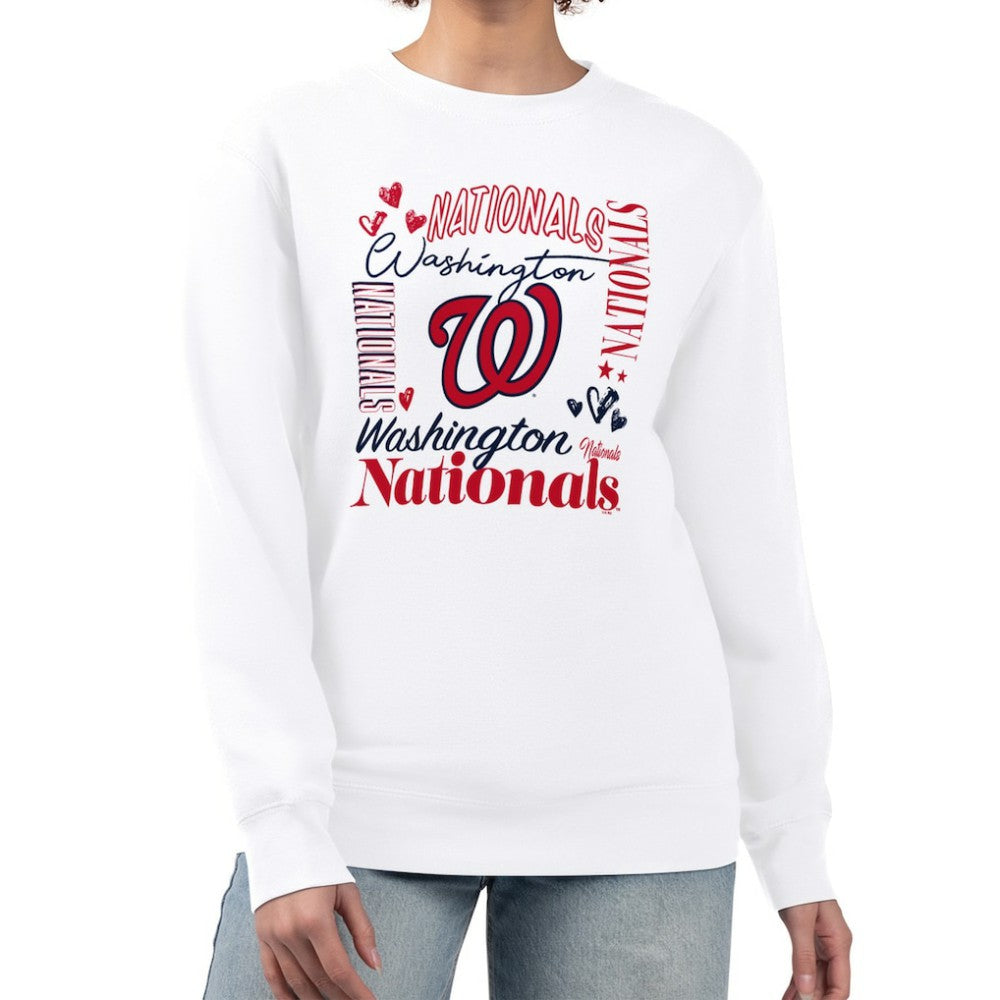 Washington Nationals G-III 4Her by Carl Banks Women's Collage Team Graphic Fleece Pullover Hoodie - White Hoodies