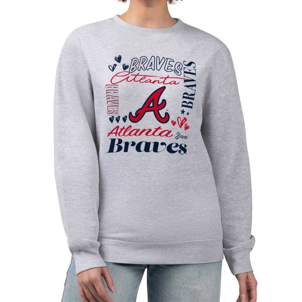 Atlanta Braves G-III 4Her by Carl Banks Women's Collage Team Graphic Fleece Pullover Hoodie - Heather Gray Hoodies