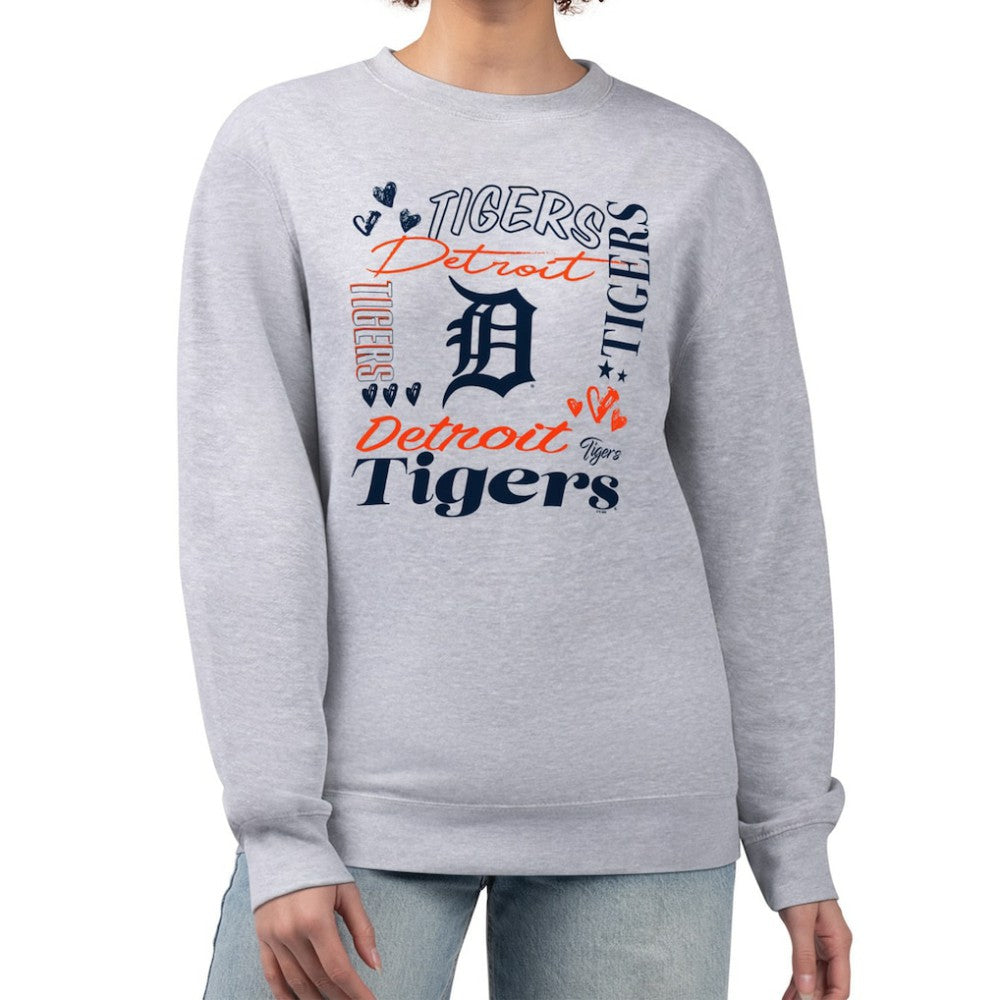 Detroit Tigers G-III 4Her by Carl Banks Women's Collage Team Graphic Fleece Pullover Hoodie - Heather Gray Hoodies