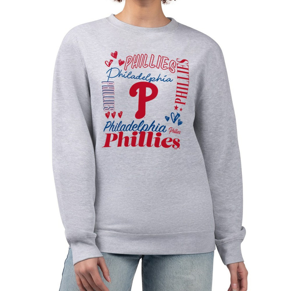 Philadelphia Phillies G-III 4Her by Carl Banks Women's Collage Team Graphic Fleece Pullover Hoodie - Heather Gray Hoodies