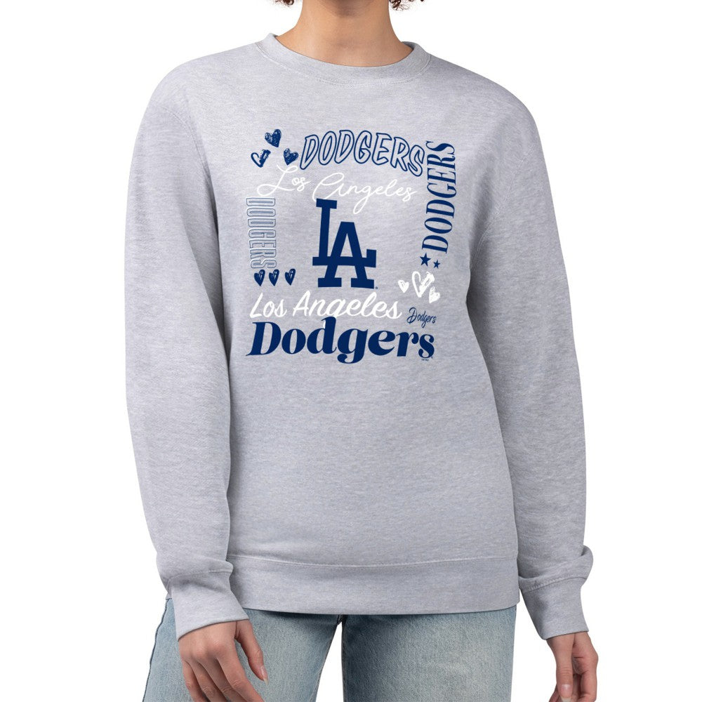 Los Angeles Dodgers G-III 4Her by Carl Banks Women's Collage Team Graphic Fleece Pullover Hoodie - Heather Gray Hoodies