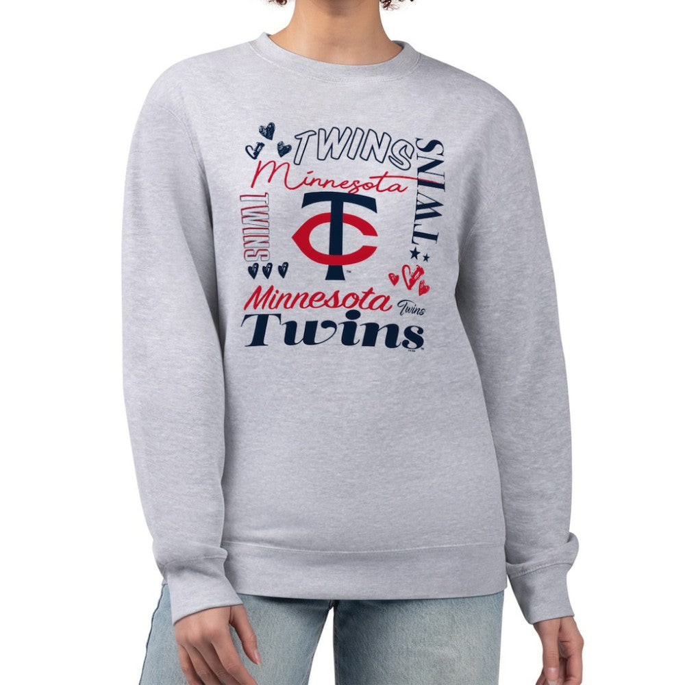 Minnesota Twins G-III 4Her by Carl Banks Women's Collage Team Graphic Fleece Pullover Hoodie - Heather Gray Hoodies