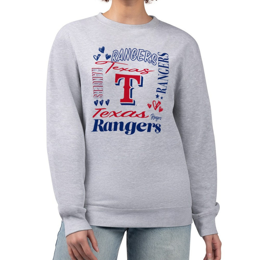 Texas Rangers G-III 4Her by Carl Banks Women's Collage Team Graphic Fleece Pullover Hoodie - Heather Gray Hoodies