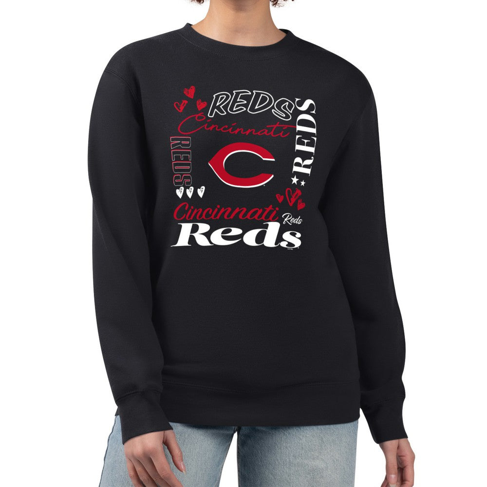 Cincinnati Reds G-III 4Her by Carl Banks Women's Collage Team Graphic Fleece Pullover Hoodie - Black Hoodies