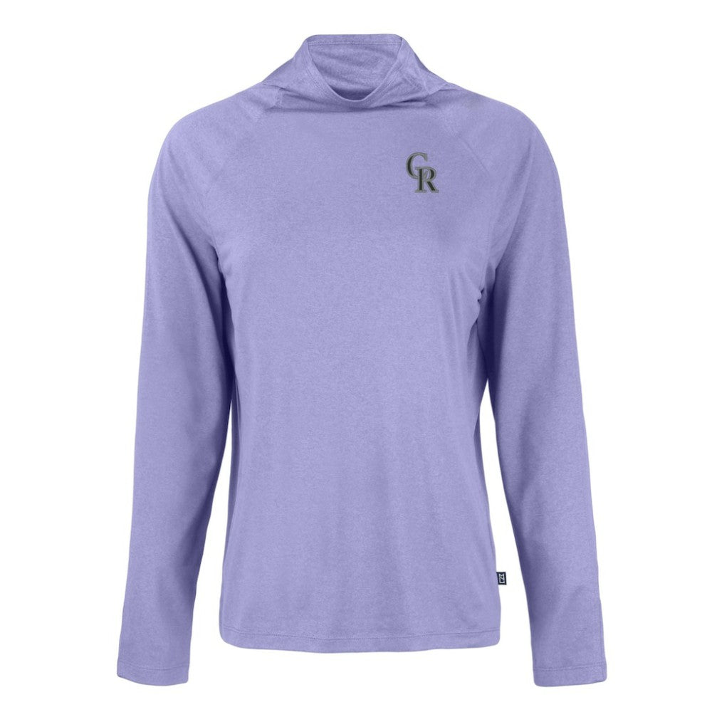 Colorado Rockies Cutter & Buck Women's  Coastline Epic Comfort Eco Recycled Funnel Neck Raglan Pullover Top - Purple Pullover