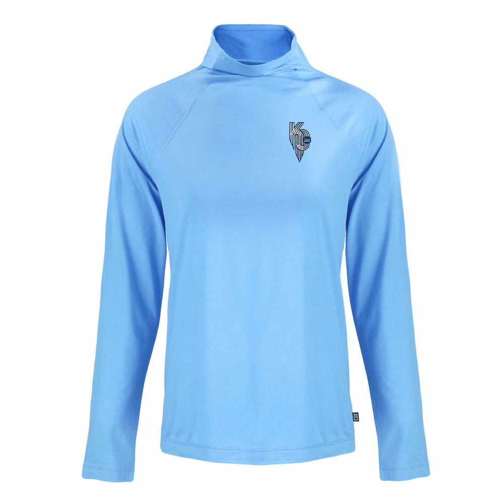Kansas City Royals Cutter & Buck Women's City Connect Coastline Epic Comfort Eco Recycled Funnel Neck Raglan Pullover Top - Powder Blue Pullover