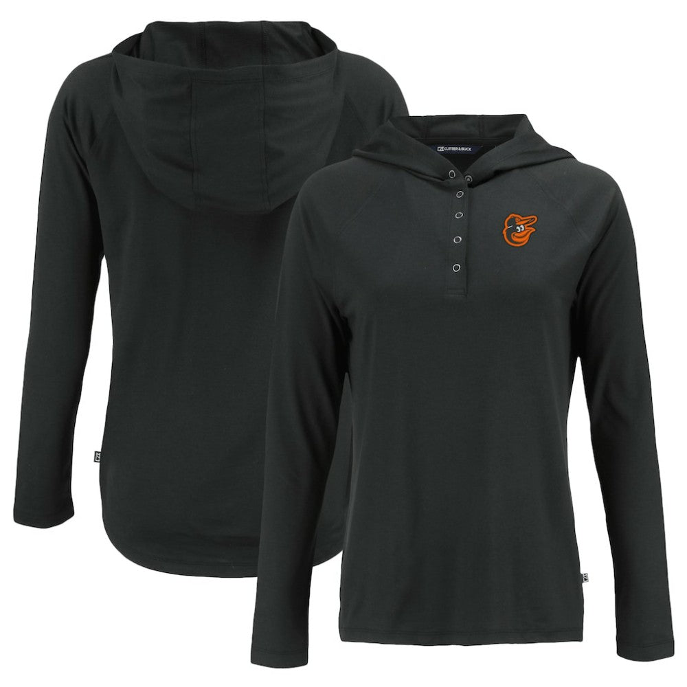Baltimore Orioles Cutter & Buck Women's  Coastline Epic Comfort Eco Recycled Hoodie Raglan Long Sleeve T-Shirt - Black Hoodies