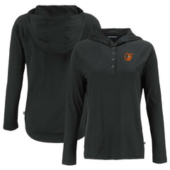 Baltimore Orioles Cutter & Buck Women's  Coastline Epic Comfort Eco Recycled Hoodie Raglan Long Sleeve T-Shirt - Black Hoodies