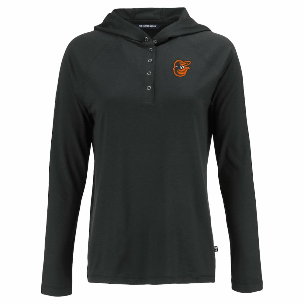 Baltimore Orioles Cutter & Buck Women's  Coastline Epic Comfort Eco Recycled Hoodie Raglan Long Sleeve T-Shirt - Black Hoodies