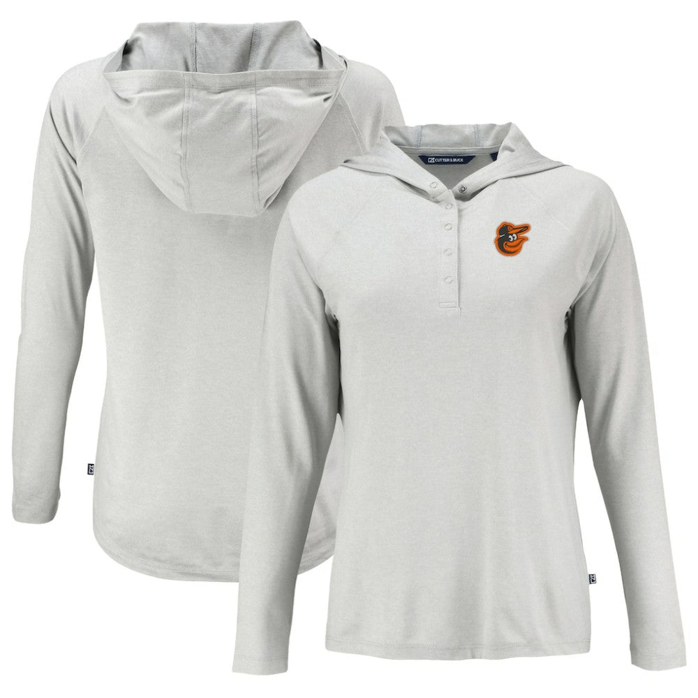 Baltimore Orioles Cutter & Buck Women's  Coastline Epic Comfort Eco Recycled Hoodie Raglan Long Sleeve T-Shirt - Gray Hoodies