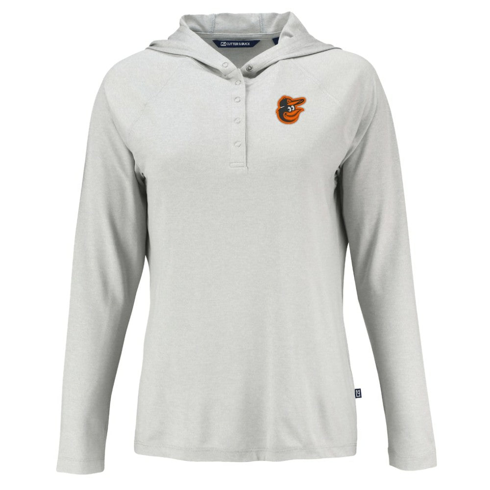 Baltimore Orioles Cutter & Buck Women's  Coastline Epic Comfort Eco Recycled Hoodie Raglan Long Sleeve T-Shirt - Gray Hoodies