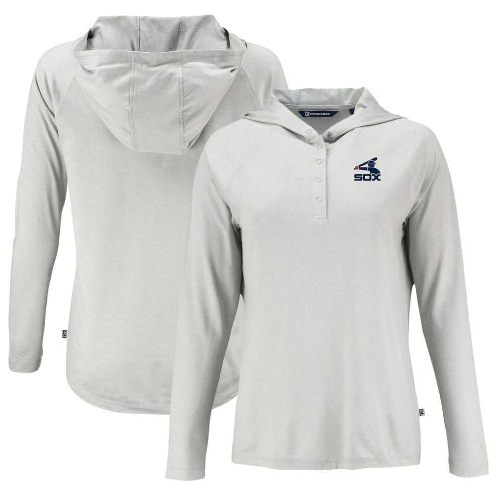 Chicago White Sox Cutter & Buck Women's Cooperstown Collection Coastline Epic Comfort Eco Recycled Hoodie Raglan Long Sleeve T-Shirt - Gray Hoodies