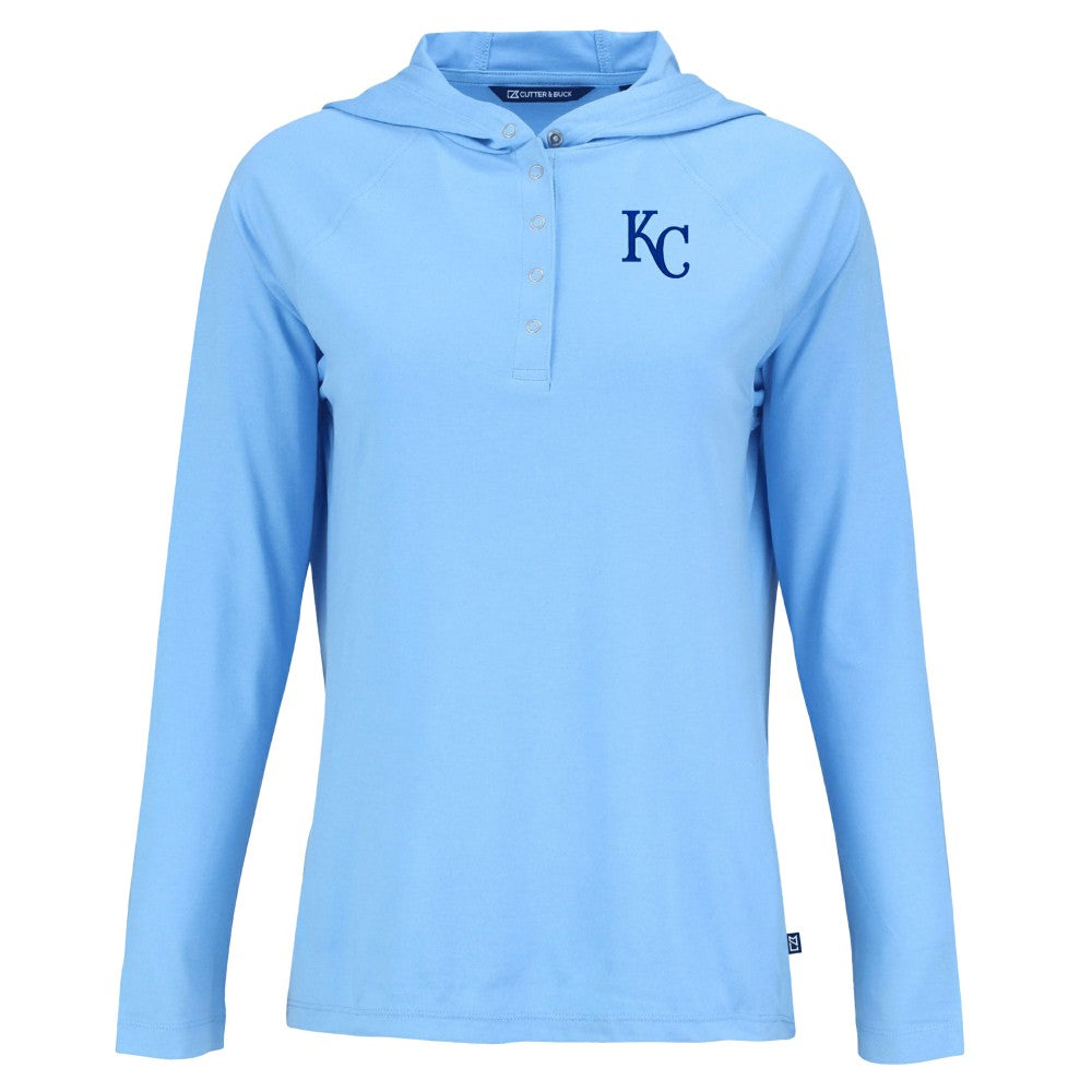 Kansas City Royals Cutter & Buck Women's  Coastline Epic Comfort Eco Recycled Hoodie Raglan Long Sleeve T-Shirt - Powder Blue Hoodies