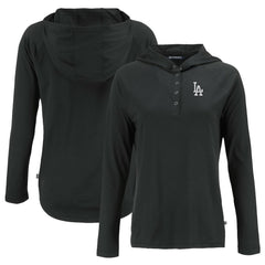 Los Angeles Dodgers Cutter & Buck Women's  Coastline Epic Comfort Eco Recycled Hoodie Raglan Long Sleeve T-Shirt - Black Hoodies