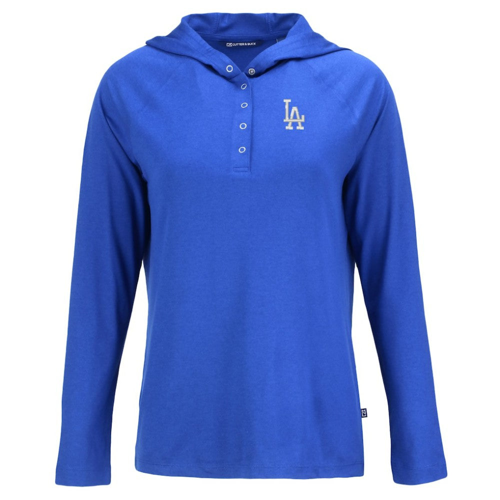 Los Angeles Dodgers Cutter & Buck Women's  Coastline Epic Comfort Eco Recycled Hoodie Raglan Long Sleeve T-Shirt - Royal Hoodies