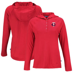 Minnesota Twins Cutter & Buck Women's  Coastline Epic Comfort Eco Recycled Hoodie Raglan Long Sleeve T-Shirt - Red Hoodies