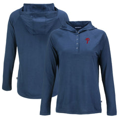 Philadelphia Phillies Cutter & Buck Women's  Coastline Epic Comfort Eco Recycled Hoodie Raglan Long Sleeve T-Shirt - Navy Hoodies