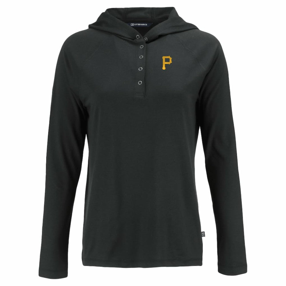 Pittsburgh Pirates Cutter & Buck Women's  Coastline Epic Comfort Eco Recycled Hoodie Raglan Long Sleeve T-Shirt - Black Hoodies
