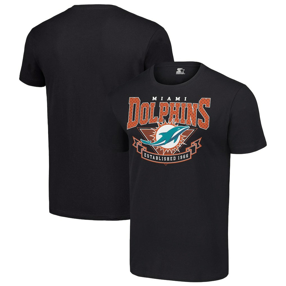 Miami Dolphins Starter 80s Inspired Team Logo T-Shirt - Black T-shirts