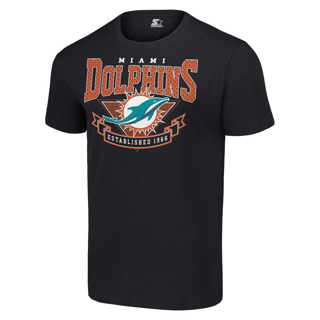 Miami Dolphins Starter 80s Inspired Team Logo T-Shirt - Black T-shirts
