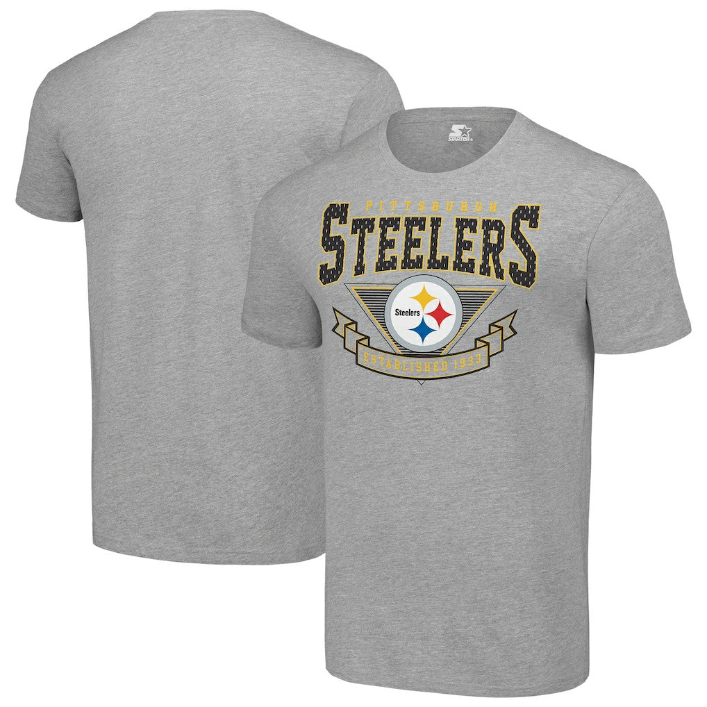 Pittsburgh Steelers Starter 80s Inspired Team Logo T-Shirt - Heather Gray T-shirts