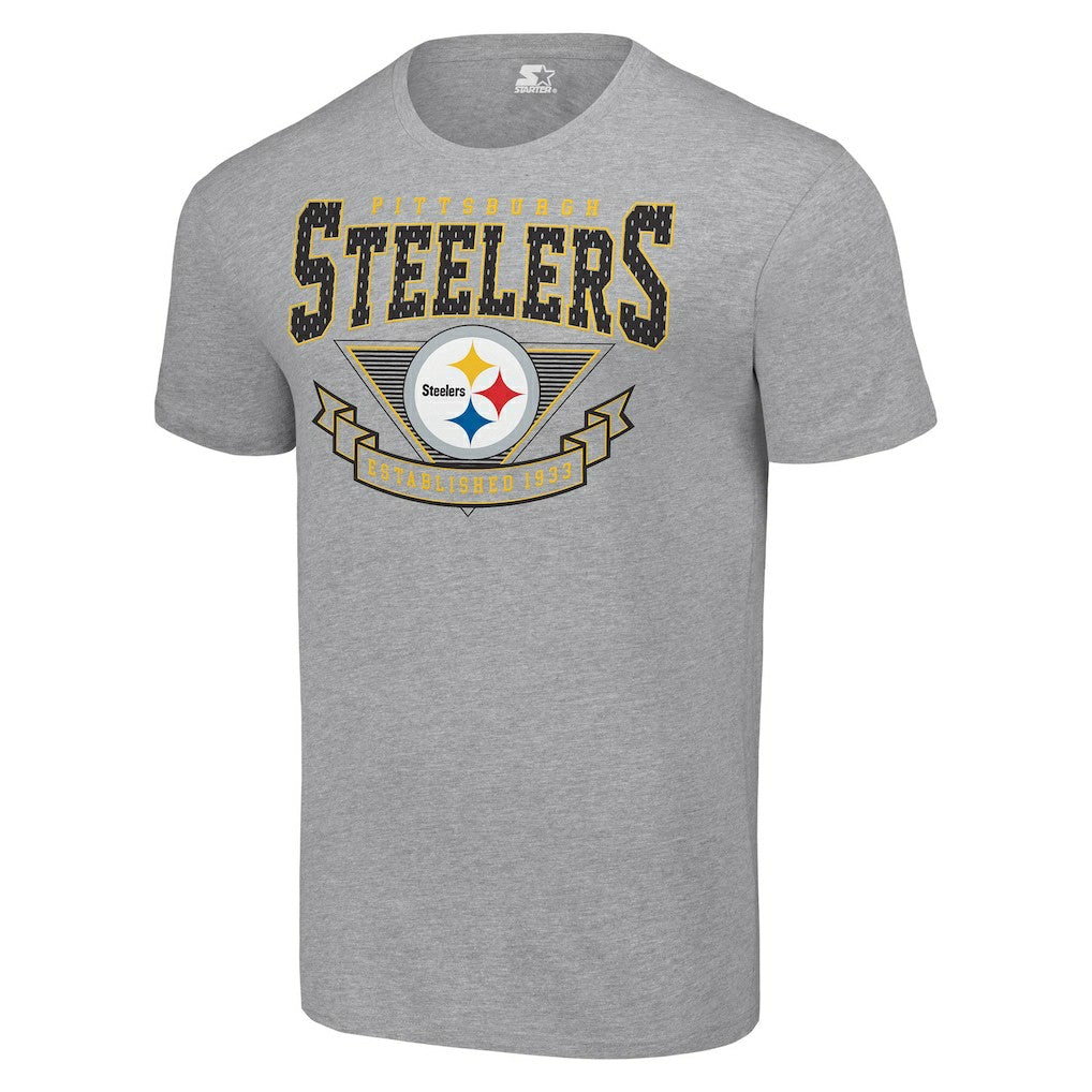Pittsburgh Steelers Starter 80s Inspired Team Logo T-Shirt - Heather Gray T-shirts