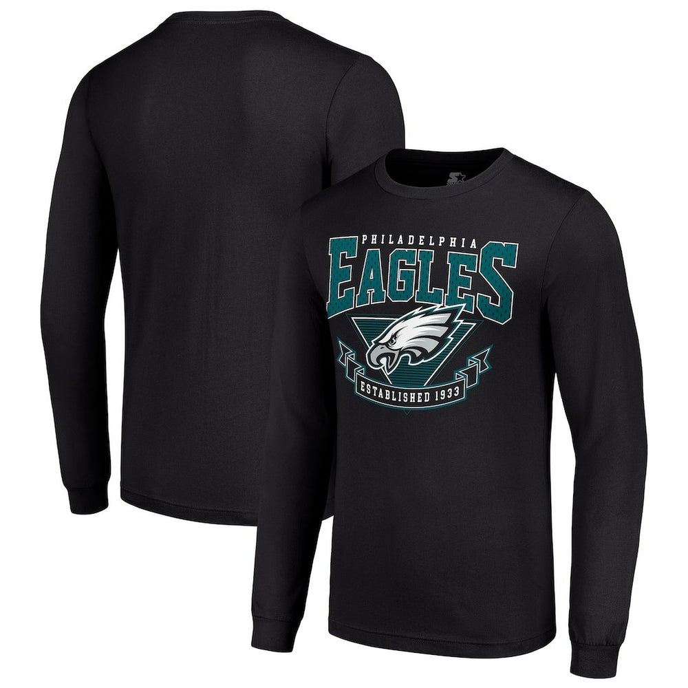 Philadelphia Eagles Starter '80s Inspired Team Logo Long Sleeve T-Shirt - Black T-shirts