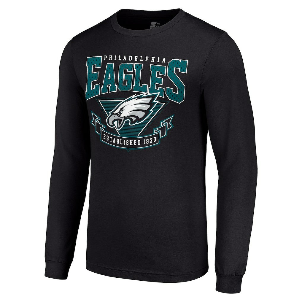 Philadelphia Eagles Starter '80s Inspired Team Logo Long Sleeve T-Shirt - Black T-shirts