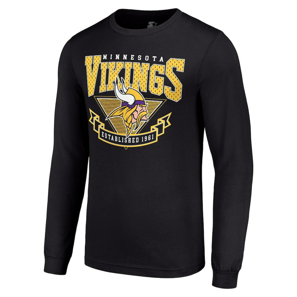 Minnesota Vikings Starter '80s Inspired Team Logo Long Sleeve T-Shirt - Black T-shirts