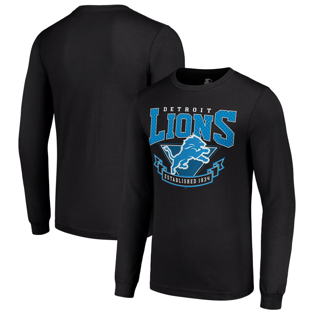 Detroit Lions Starter '80s Inspired Team Logo Long Sleeve T-Shirt - Black T-shirts