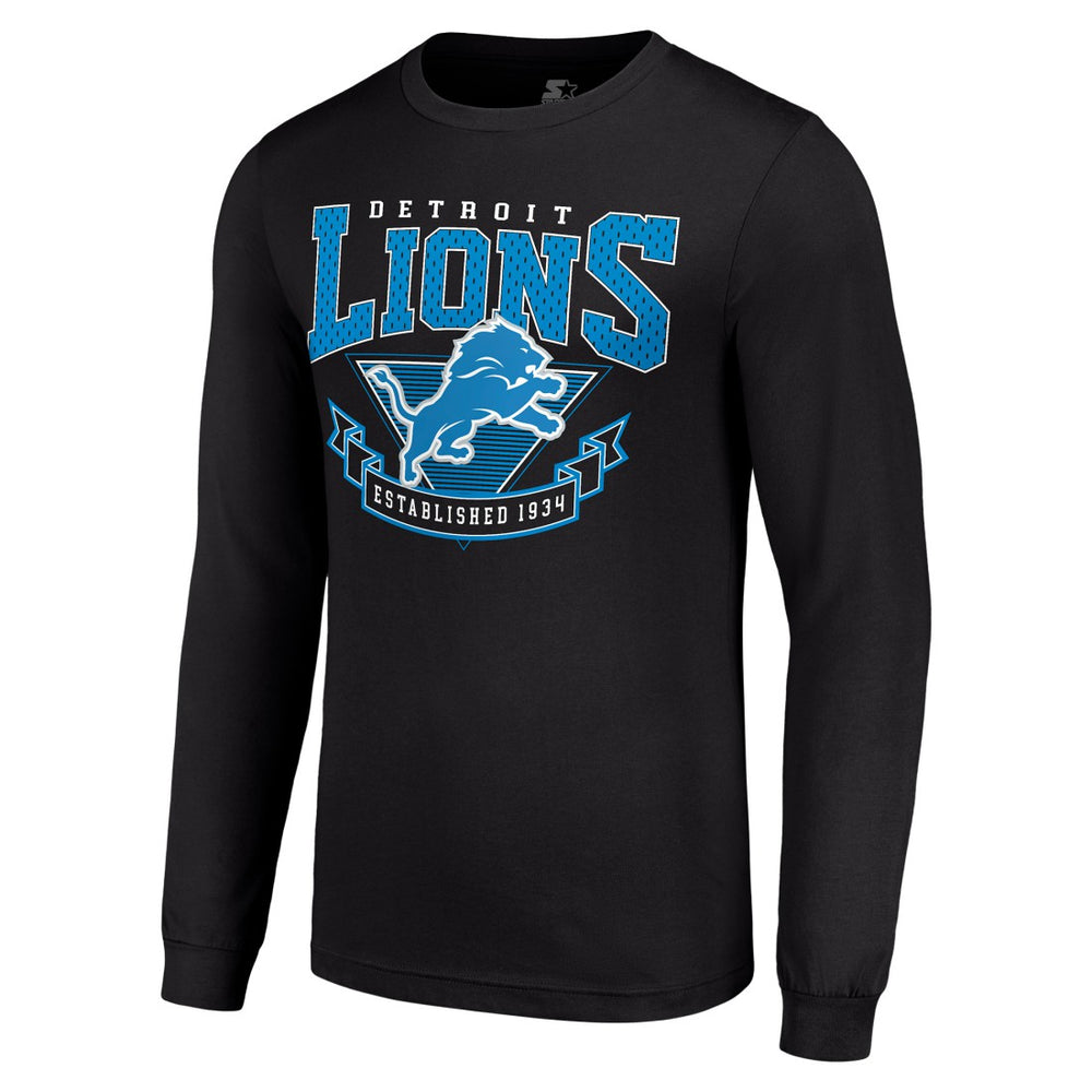 Detroit Lions Starter '80s Inspired Team Logo Long Sleeve T-Shirt - Black T-shirts