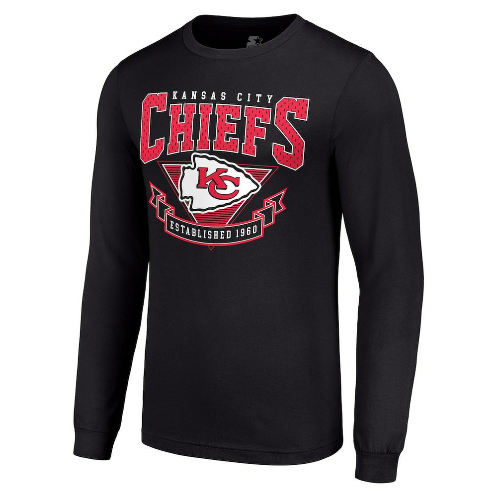 Kansas City Chiefs Starter '80s Inspired Team Logo Long Sleeve T-Shirt - Black T-shirts
