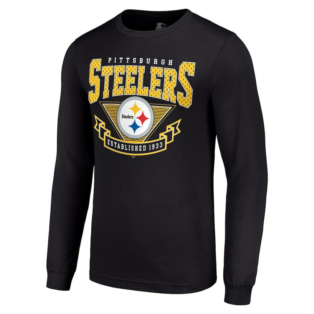 Pittsburgh Steelers Starter '80s Inspired Team Logo Long Sleeve T-Shirt - Black T-shirts
