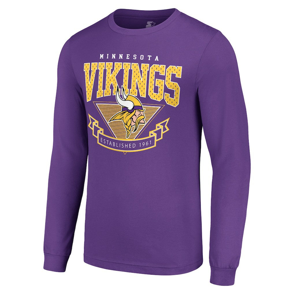 Minnesota Vikings Starter '80s Inspired Team Logo Long Sleeve T-Shirt - Purple T-shirts